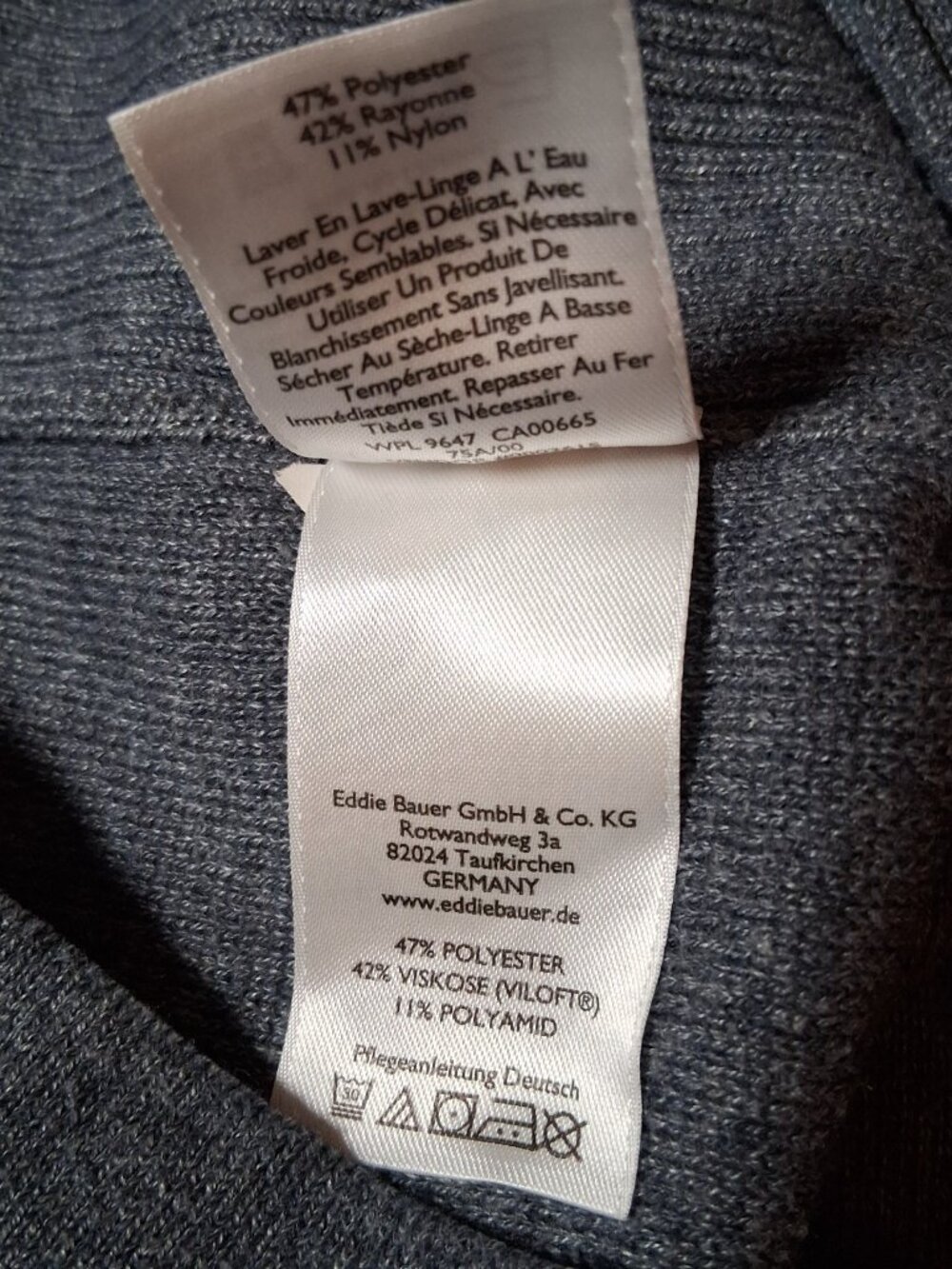 Eddie Bauer Sweater Men Medium Blue Pulllover Gray Retro Stripe Sleeve - Picture 6 of 14